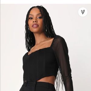 sheer sleeve backless crop top